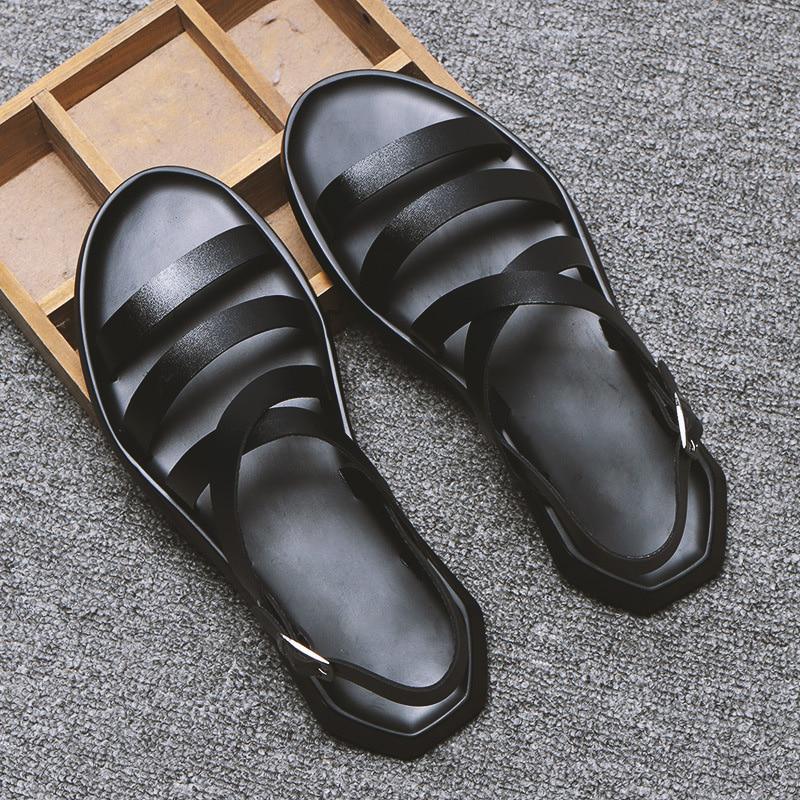 Non-slip Flat Open Toe Men Sandals Fashion Brand Black Summer Holiday Outdoor Walking Casual Male Footwear