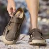 Мужские дышащие кожаные пляжные и водительские сандалии Yearcon