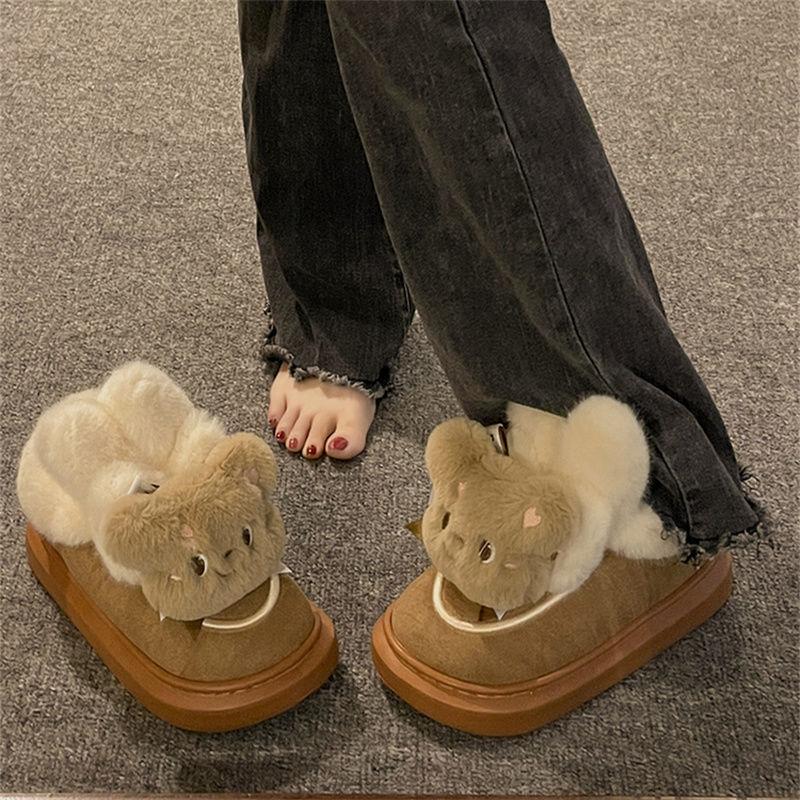 Молочные сапоги-угги медвежонок Хуху женские зимние новые на толстой подошве с начесом утолщенные теплые пушистые хлопковые туфли