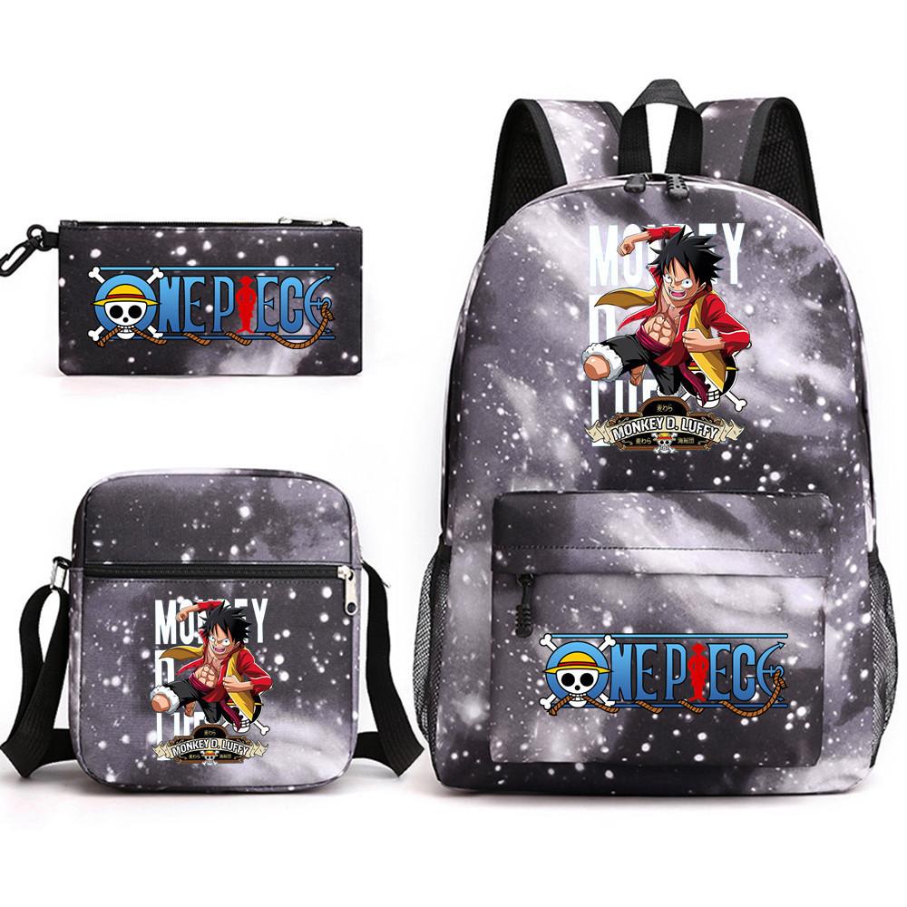 One Piece Anime Backpack for Students Outdoor Campus Bookbag with Pencil Case Digital Print