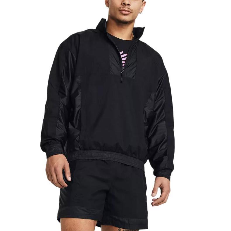 Under Armour Однотонная повседневная баскетбольная тканая куртка с капюшоном, мужские куртки, черная 1383372-001