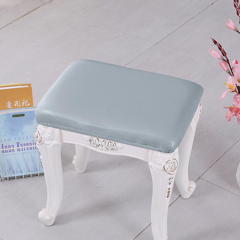 Leather Elastic Dressing Table Stool Cover New Stool Surface Dust Protection Cover Hat Style Shoe Replacement Stool Mask Solid Color
