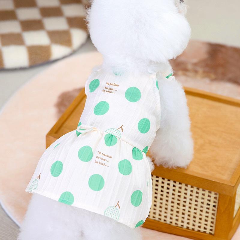 Korean Big Wave Point Pet Princess Skirt Teddy Pomeranian Dog Clothes Spring and Summer Thin