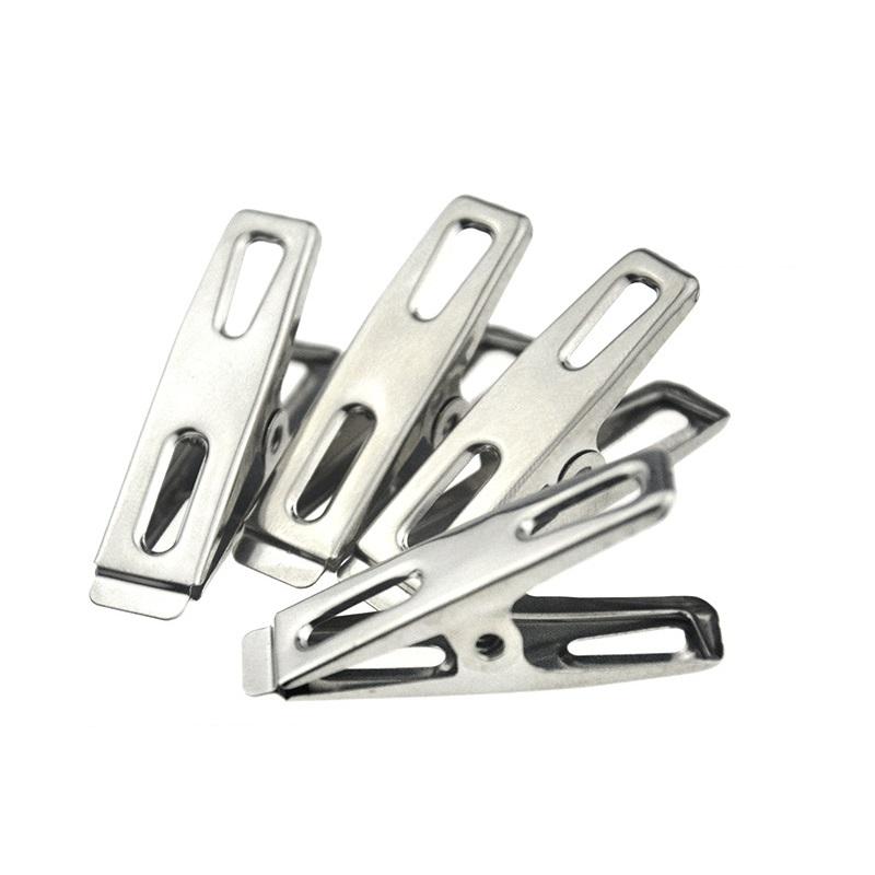 20pcs Stainless Steel Flat Mouth Clothespins, Binder Clips, Drying Hanger, Metal Clip Set, Metal Clothes Clips For Clothes Sock