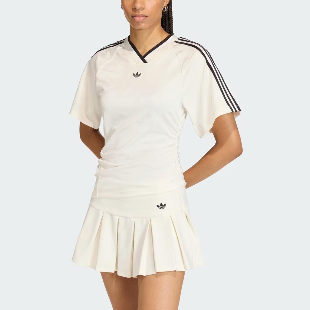adidas Оригинальная футболка с рюшами, короткий рукав, в стиле футбольной, KC9122