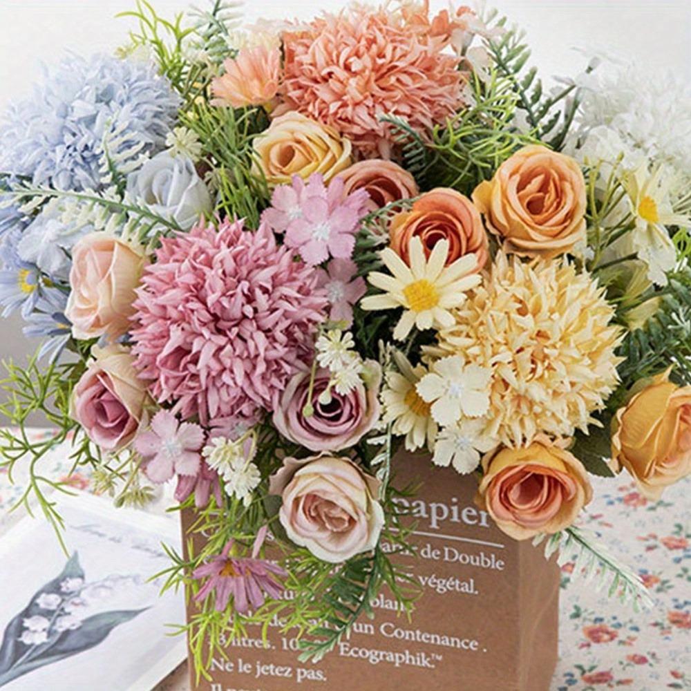 3 Pcs Silk Flowers Bouquet Artificial Flowers Fake for Home Decorations Table Centerpieces Flower Arrangement Wedding Decor Bridal Bouquet Baby Shower