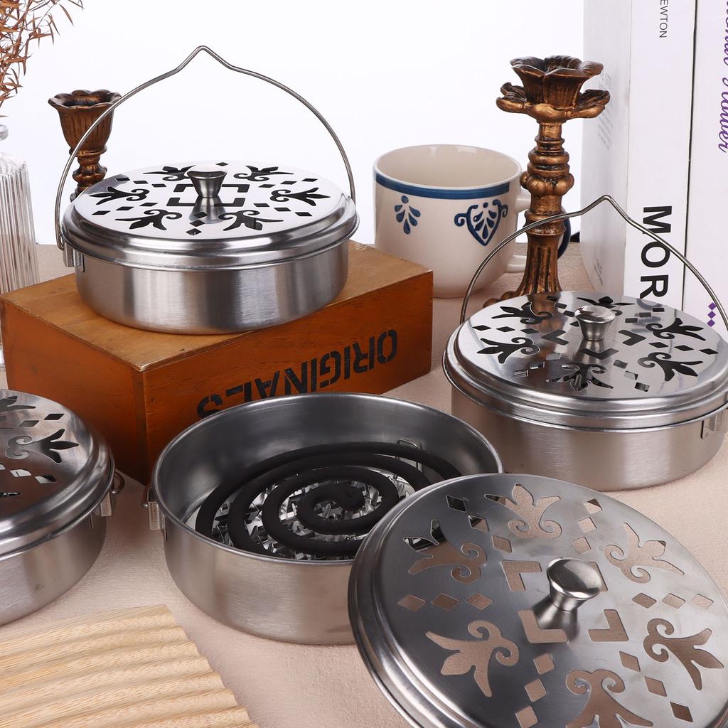 4 шт. Подставка для москитных спиралей Портативная подставка для москитных благовоний с ручкой Круглая металлическая подставка для сандаловых палочек для дома, кемпинга