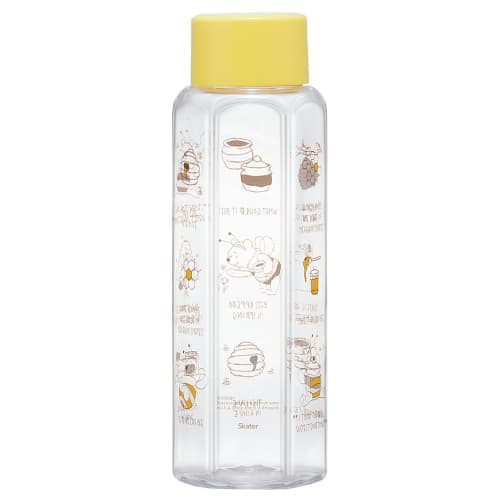 Skater Easy-to-Grip Hexagonal Plastic Water Bottle, 350ml, Blow-Drop Design, for Adults and Kids, Direct Drinking, Clear, Disney Winnie the Pooh Desig