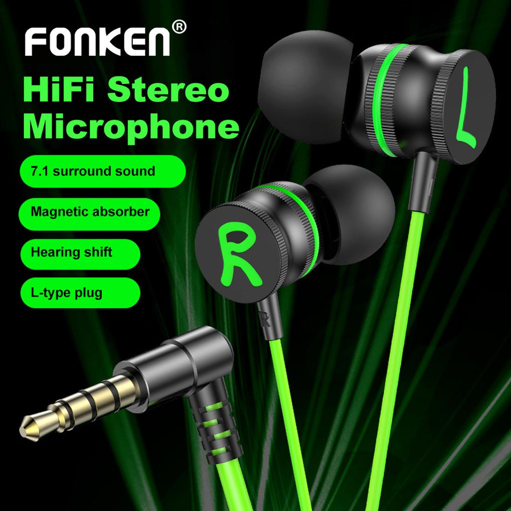 FONKEN Type C 3.5mm L Jack Magnetic Gaming Wired Earphones Hifi Sound Noise Reduction In Ear Headset With Mic Earbud For Xiaomi Huawei