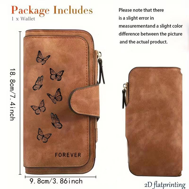 Women's Long Wallet with Butterfly Pattern 1 Piece Multi-functional Wallet Portable Snap Button Coin Purse Perfect for Cat Lovers Birthday Gift Daily