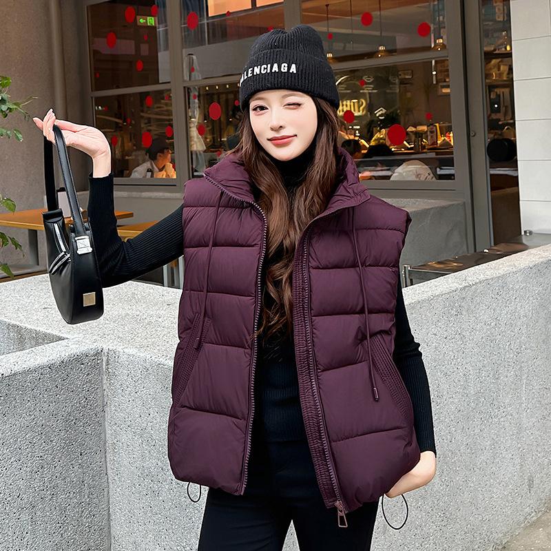 Winter down cotton vest stand-up collar versatile vest loose foreign casual cotton vest jacket