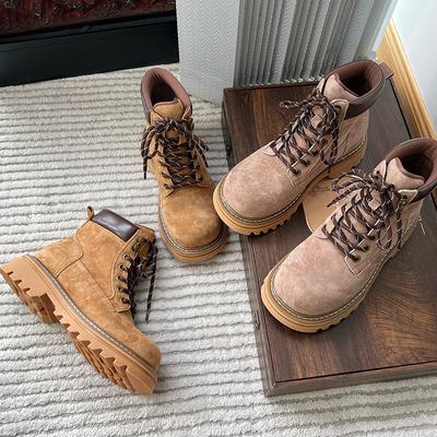 Кожаные ботинки Мартин Женские 2025 Осень и Зима Новые На толстой подошве Увеличивающие рост Ботинки-ревень Узкие Универсальные ботинки Женские Повседневные Короткие ботинки