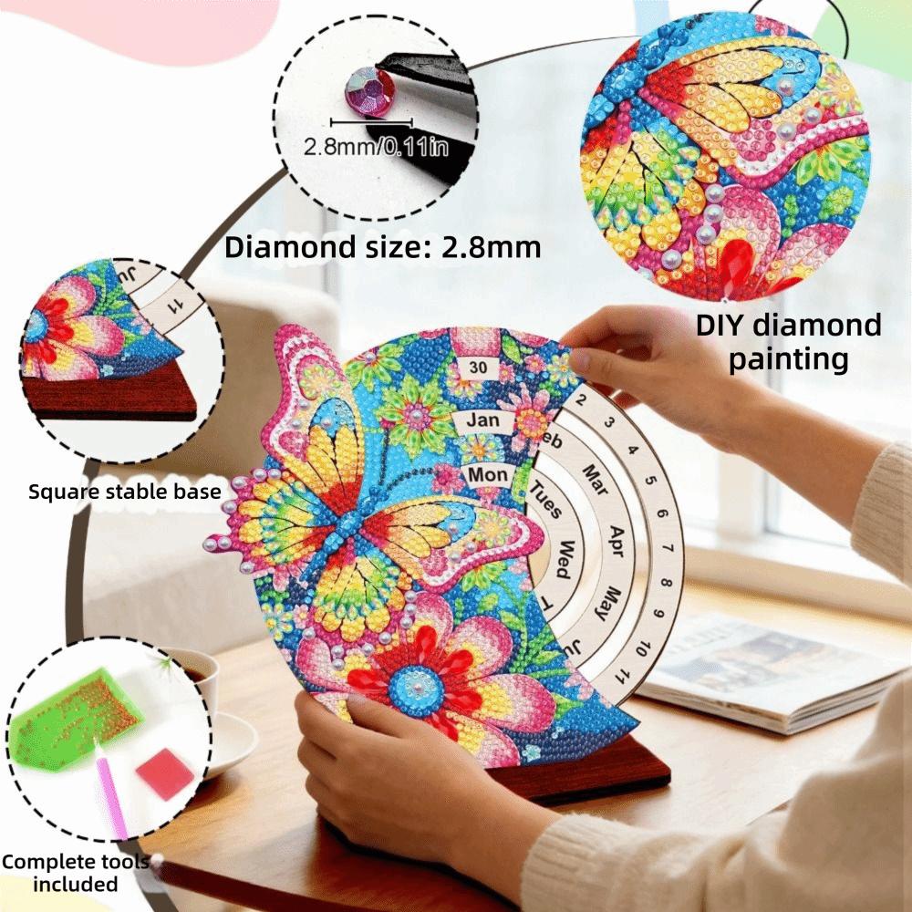 Wooden Diamond Art Perpetual Calendar Kits DIY Diamond Painting Calendar  For Adults