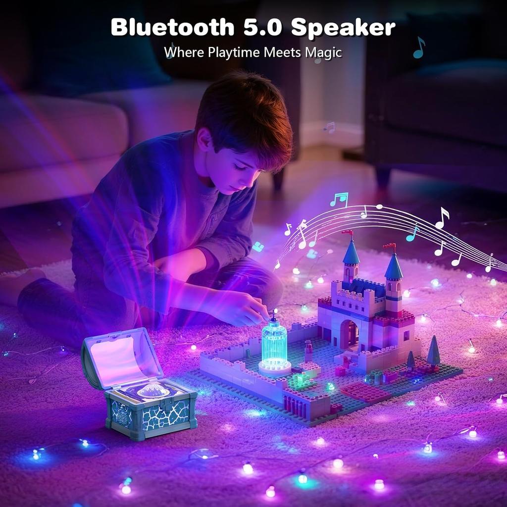 Проектор Ночник Сундук с Сокровищами с Эффектом Галактики Bluetooth 8 Цветов Таймер Атмосферный Свет для Рождественского Подарка