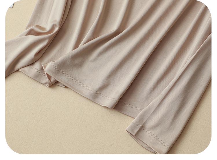 Women's Heavyweight Mulberry Silk Long Sleeve Top - Warm 160g, Small Round Neck, Perfect for Autumn/Winter