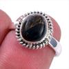 Кольцо из стерлингового серебра 925 пробы с натуральным черным медным бирюзовым камнем S.6 e6M16