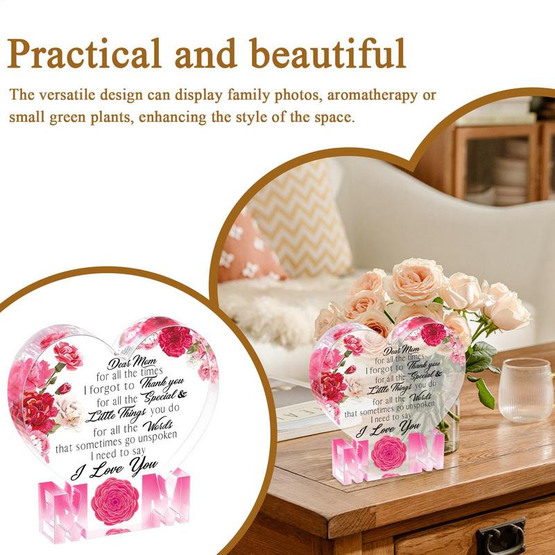 Украшения ко Дню матери Акриловая табличка в форме сердца Элегантные настольные украшения ко Дню матери для жены, мамы, бабушки, женщин