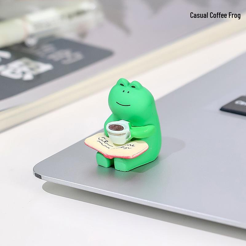 Милая фигурка лягушки из мультфильма Rui Jie: Настольное снятие стресса и офисное украшение