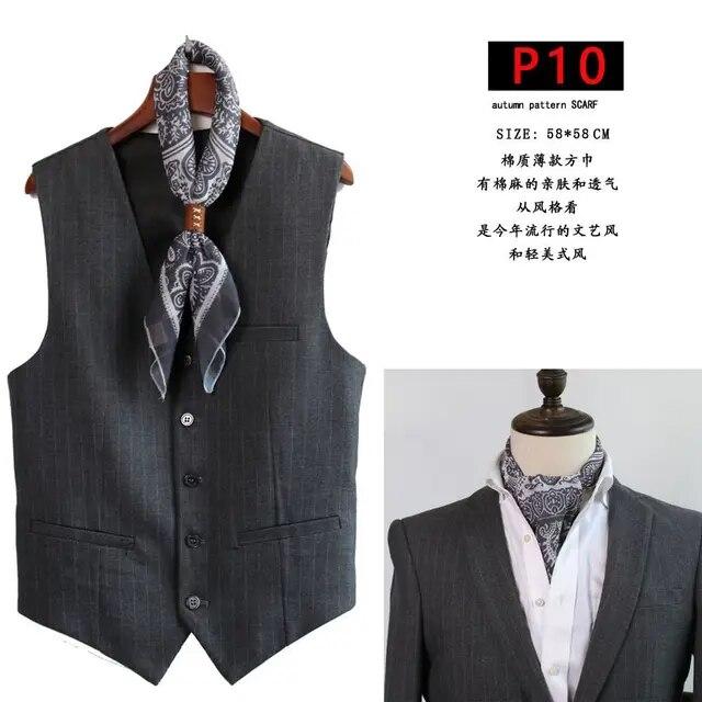 Cotton and Linen Men's Artistic Retro Scarf Korean Spring Autumn Winter Scarf Hip Hop Street Style Scarf Small Square Towel