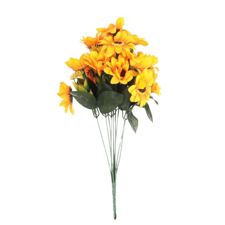 Bouquet of 18 sunflowers with accessories 42 CM yellow