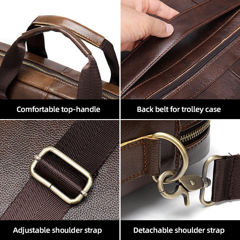 Мужской портфель из натуральной кожи, деловой портфель для ноутбука, литературный ретро-портфель для мужчин, вместительная водонепроницаемая и прочная легкая сумка через плечо