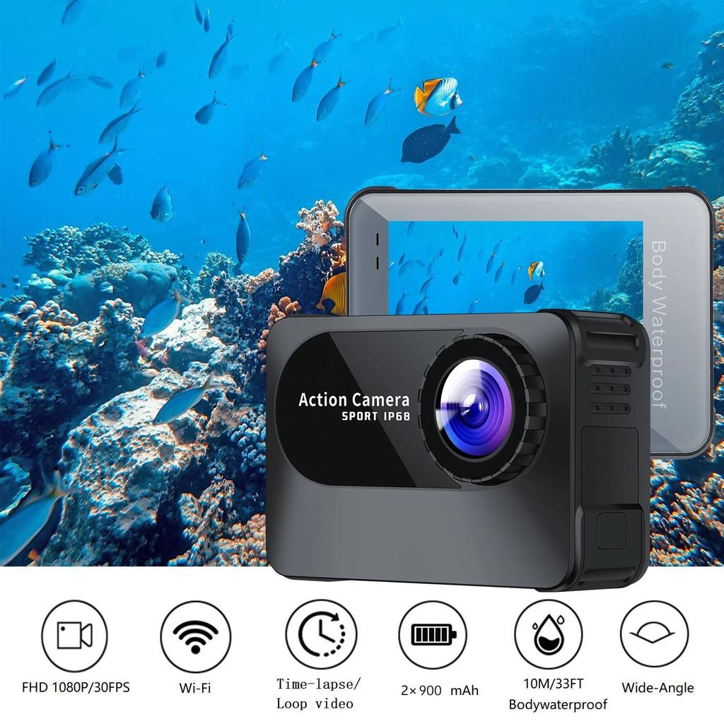 4K Ultra HD WiFi Спортивная Камера, 2-дюймовый Экран 170° Широкоугольный 10M Водонепроницаемый Крепление на Шлем Экшн-Регистратор