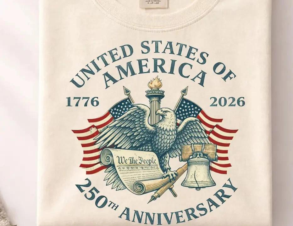 Футболка «Цвета 250-летия», Футболка ко Дню независимости США 4 июля, Футболка ко Дню независимости