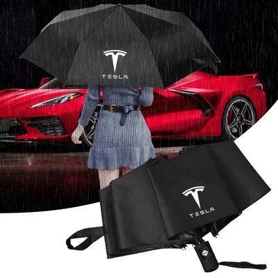 Зонт с логотипом автомобиля Автоматический Ветрозащитный от дождя Зонт-трость Для Tesla Model 3 S Highland X Roadster Bonina Coil Y Cybertruck Игрушка