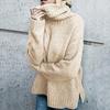 2024 Autumn/Winter Women's European & American Knitted Sweater - Casual Long Sleeve, High Neck, Solid Color