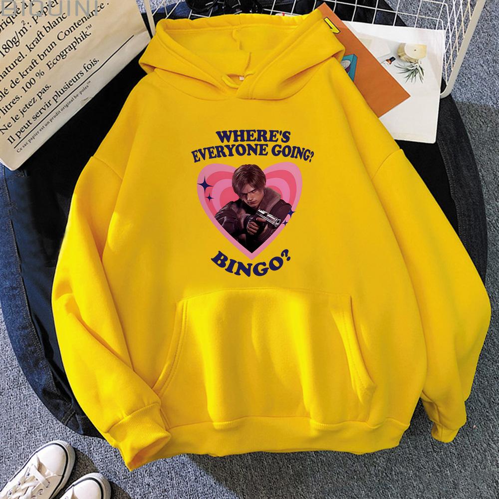 Leon Kennedy Where's Everyone Going? Bingo? Hoodies Leon Kennedy High Street Sweatshirt Casual Clothes Unisex Pullover