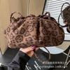 Suede leopard print bag women's autumn and winter 2025 new niche matte retro shoulder messenger bag pleated cloud bag