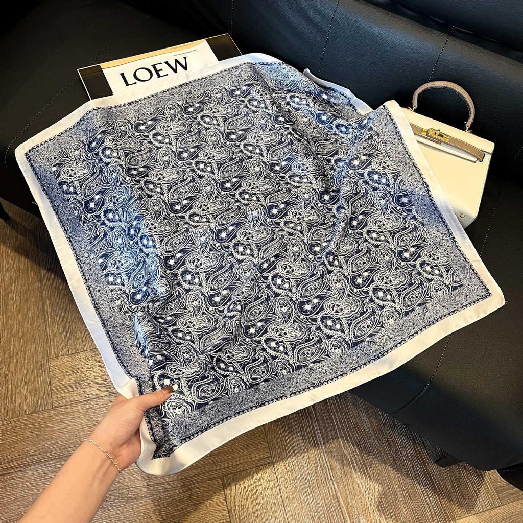 Luxury Paisley Square Scarf Women Print Satin Neckerchief Spring Hair Band Foulard Bandana Echarpe Tie Shawl Wraps