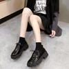 Small Leather Shoes Autumn New Lace-up Black Platform Muffin Single Shoes Women