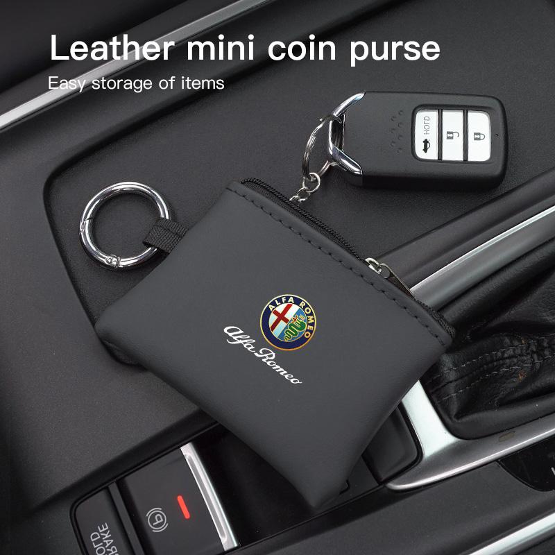 Car Key Bag Leather Mini Coin Purse Card Bag For Alfa Romeo 4C 159 Spider Giulia Giulietta 156 Tonale Mito GT166 Organizer Caddy ofh853