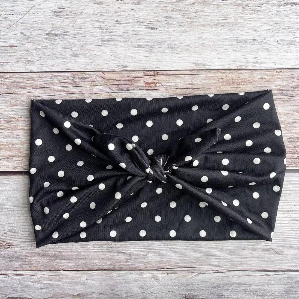 Polka Dot Bow Headbands Elastic Non Slip Hairband Bohemian Women Wide Headwraps  Sports
