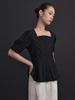 GANISONG Half Moon Neck Blouse_Black