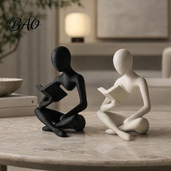 Книжная полка в индустриальном стиле, 3D-печатное украшение для книжной полки, Статуэтка Мыслителя, Абстрактное художественное украшение, Скульптура для чтения, Эстетичная скандинавская минималистичная фигурка,