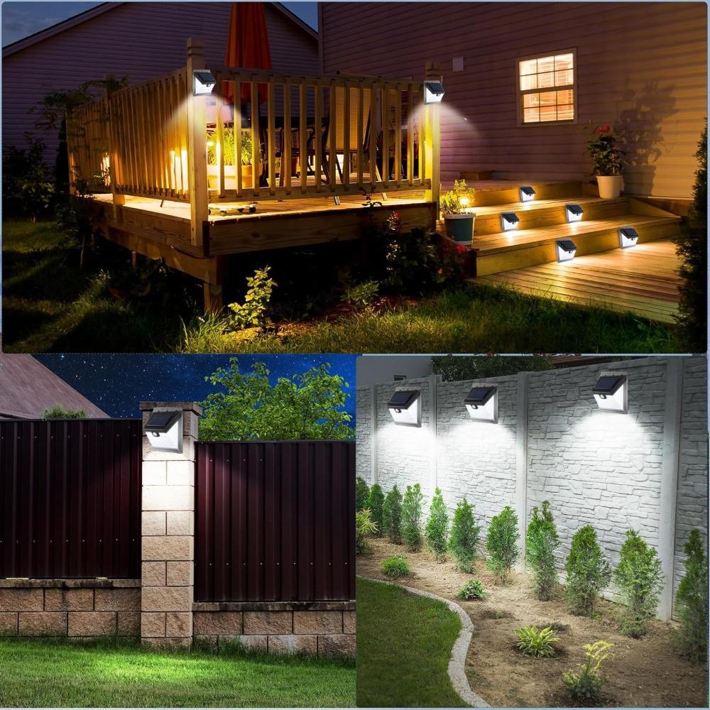 Outdoor solar lights with 40 LED bulbs, with light reflector and 3 lighting modes, sensor wall light, IP65 waterproof (pack of 10)