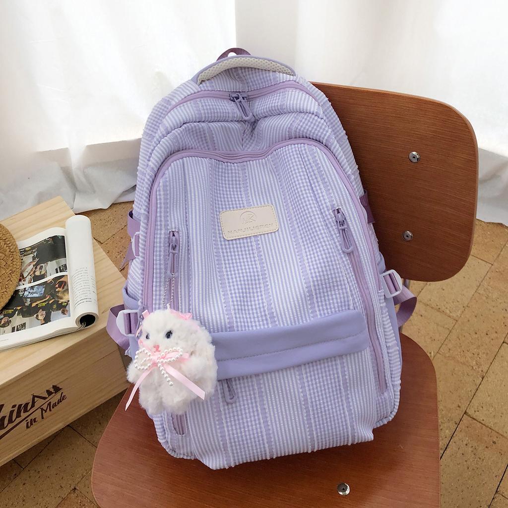 Milk yellow checkered energetic and fresh Japanese college backpack sweet girl School backpack for elementary school students