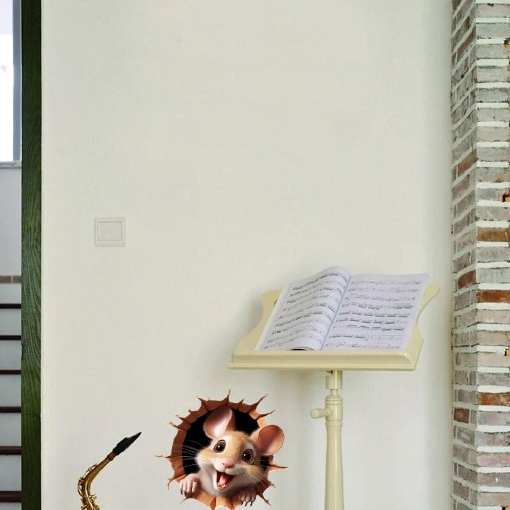 Наклейки из ПВХ с мышками и кошками 3D 3D самоклеящиеся наклейки креативные мышиные норы настенные наклейки для домашнего декора