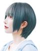 Wig Short Bob Heat Resistant Full Wig Black Hair Brown Gray Blue Natural Round Silhouette Wig Net Included Round Short Black Blue Gray [TefuRe]