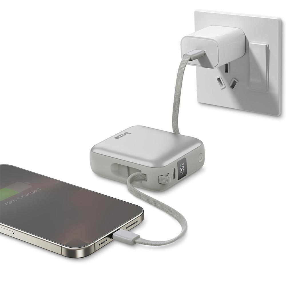PowerBank 3in1 Bazic Fusion Mini 10000mAh USB-C/Lightning cable gray