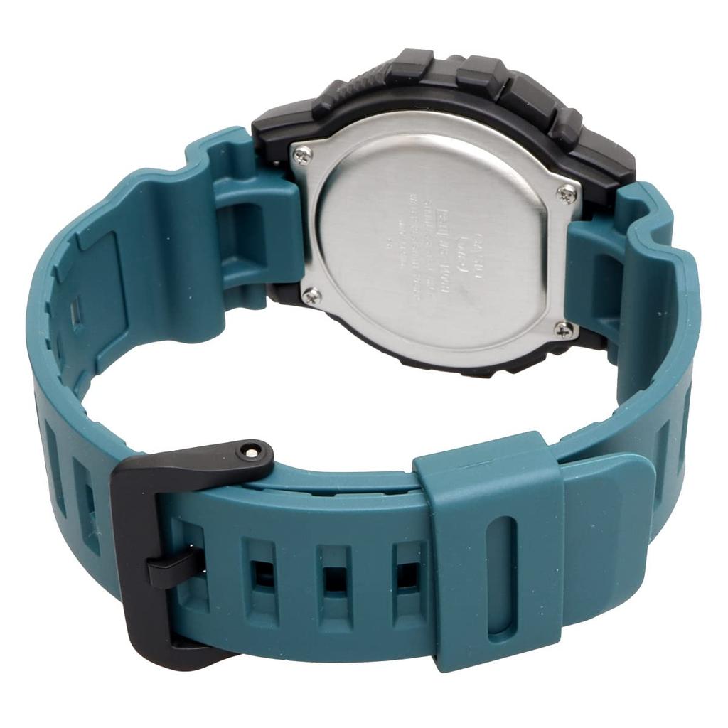 Casio Спортивные цифровые мужские часы с памятью на 60 кругов, WS-1400H-3AV, Модель для зарубежного рынка, Черный/Сине-зеленый [Параллельный импорт]