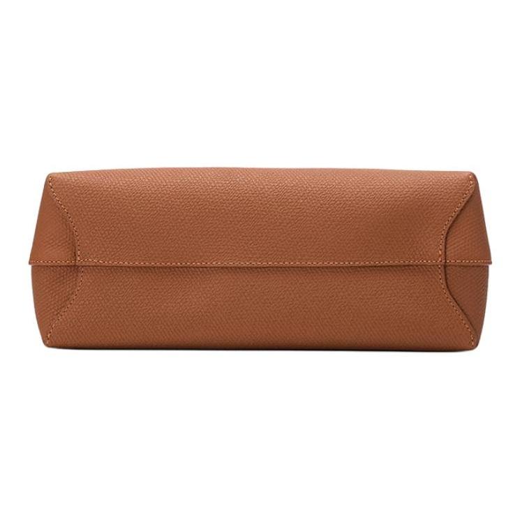 Longchamp Le Roseau 27 Solid Color Zipper Hidden Pocket Bamboo Buckle Leather Big Bag Tote Shoulder Bag Medium Women bags Yellow-Brown 10153HPN016