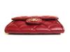 Оригинальный футляр для карточек CHANEL Matelasse CC Logo Bordeaux из кожи #9956, восстановленный