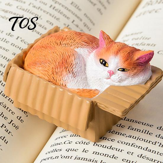 Realistic Kitten Shelf Ornament Mini Cat Ornaments, Simulation Express Carton with Resin Figurines, Cute Decorative for Bookcase Desktop Car Dashboard