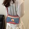 Plaid Lattice Shoulder Bag Rural Style Crossbody Bag Lovely Denim Underarm Bag  Students