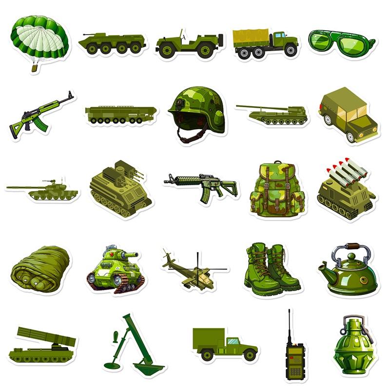 10/30/50 ШТ Зеленые Военные ПВХ Наклейки Эстетичное DIY Украшение Скрапбукинг Канцелярские Товары Школьные Принадлежности
