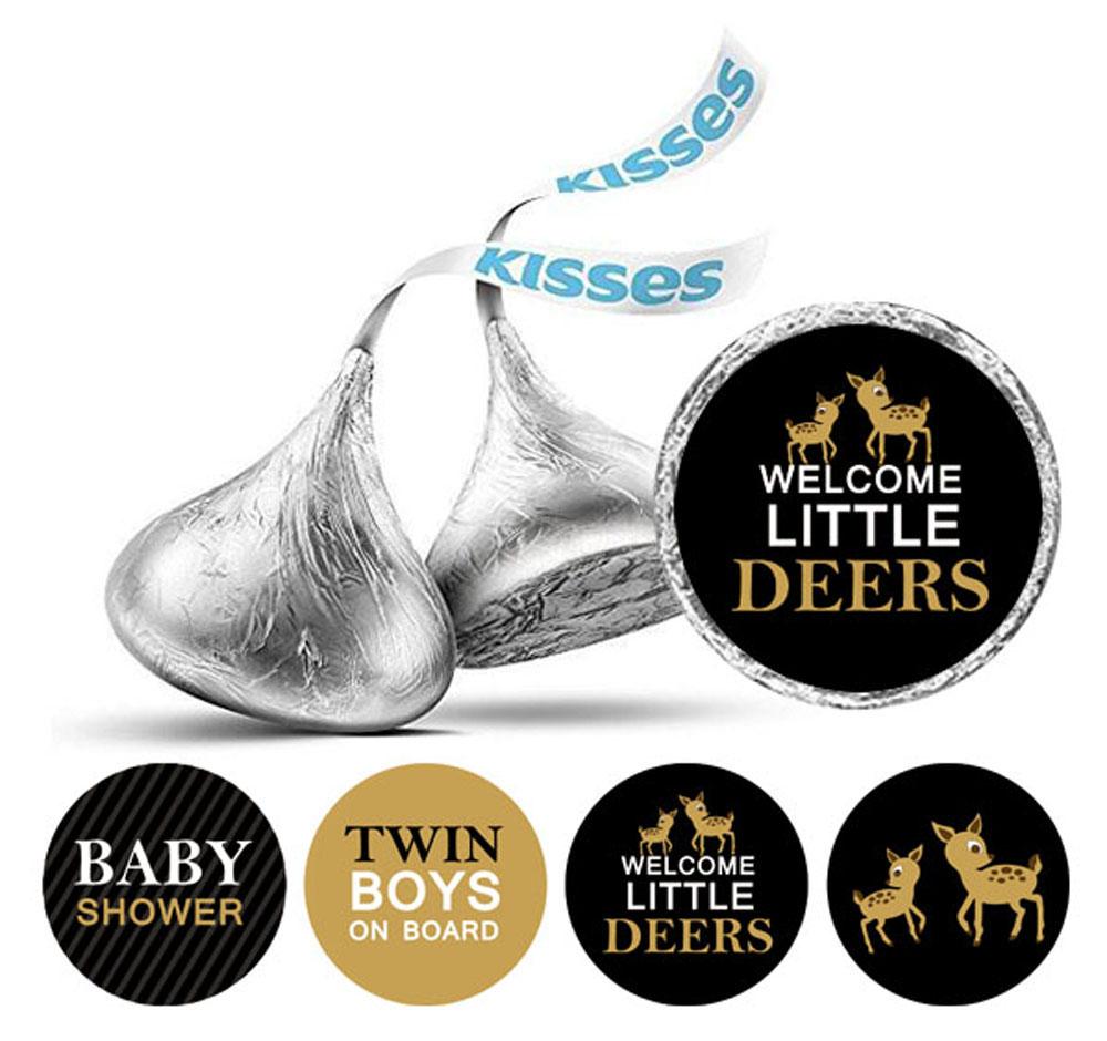 Сувенирный набор Darling из 190 шт. Наклейки на тему Baby Shower с поцелуями, этикетки для конфет - синие и светлые