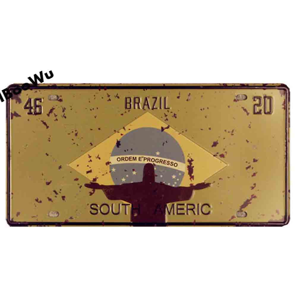 Worldwide Popular City License Plate Poster Vintage Wall Decor Canada/London/Brazil Metal Tin Sign Plaques Poster 15x30cm